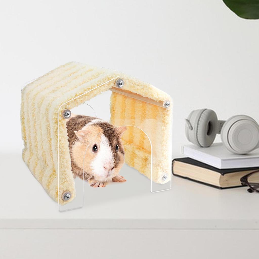 Chinchilla Tunnel Soft Plush Space-Saving House Small Pet Habitat With Detachable Door For Hedgehog Chinchilla Hamster Chewing