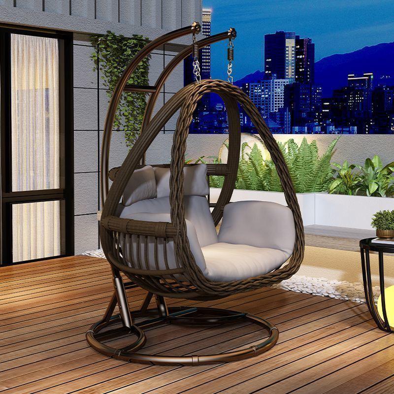 Outdoor Courtyard Rocking Chair Set with Hanging Chair and Recliner