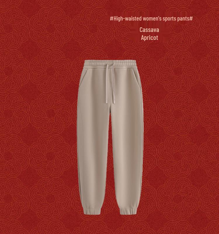 Dámské větruodolné tepláky s vysokým pasem: Útulné a teplé podzimní/zimní volné ležérní kalhoty.