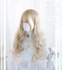 Sizuuenn Lolita Full Curly Long Hair in Blonde and Cream Cute Cosplay Wig with Perfect for School Cultural and Photo Shoots Women's Wig, Pigtails,