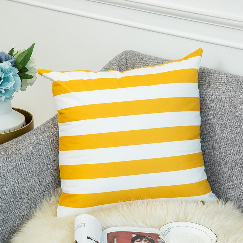 Warm Yellow and Gray Geometric Striped Pillowcase Pattern Sofa Thickened Short Plush Simple Cushion Cover Does Not Include Pillowcases