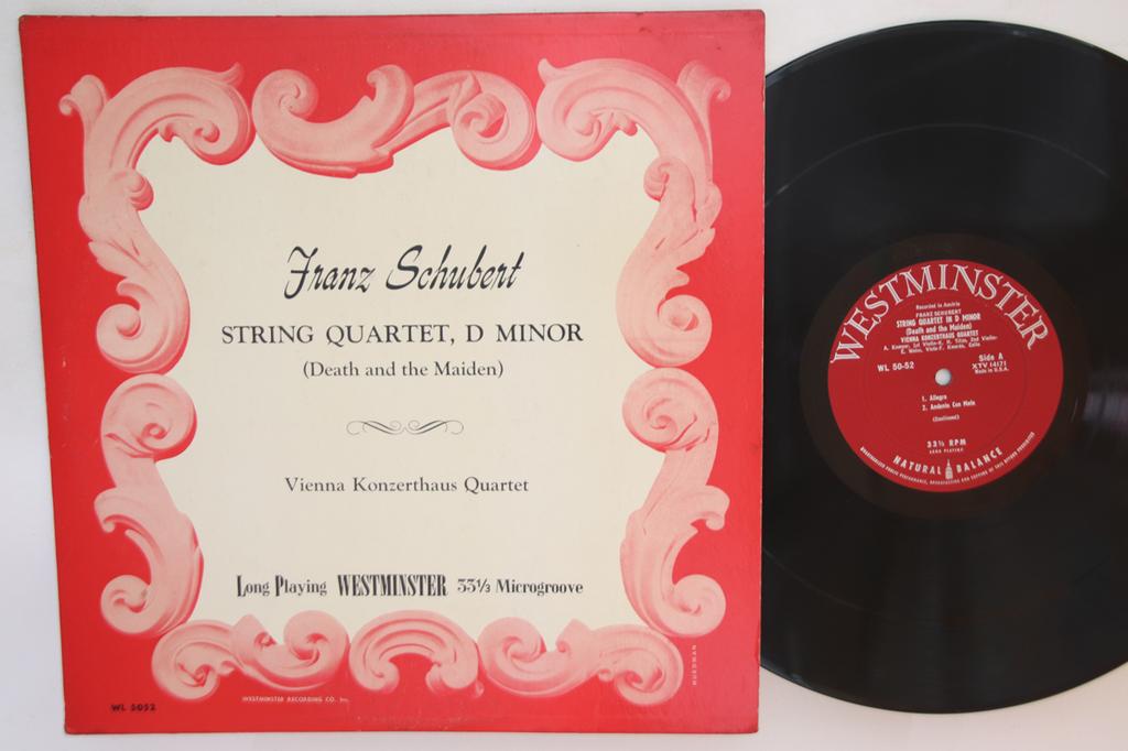 LP Record FRANZ SCHUBERT, VIENNA KONZERTHAUS  - Schubert, String Quartet, D Minor WL5052 WESTMINSTER 1951 US Classical Used