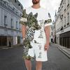 Summer Fashionable Animal 3D Printing Two-piece Set Street Casual Breathable Comfortable Sports Loose Large Size Men's Sports Wear