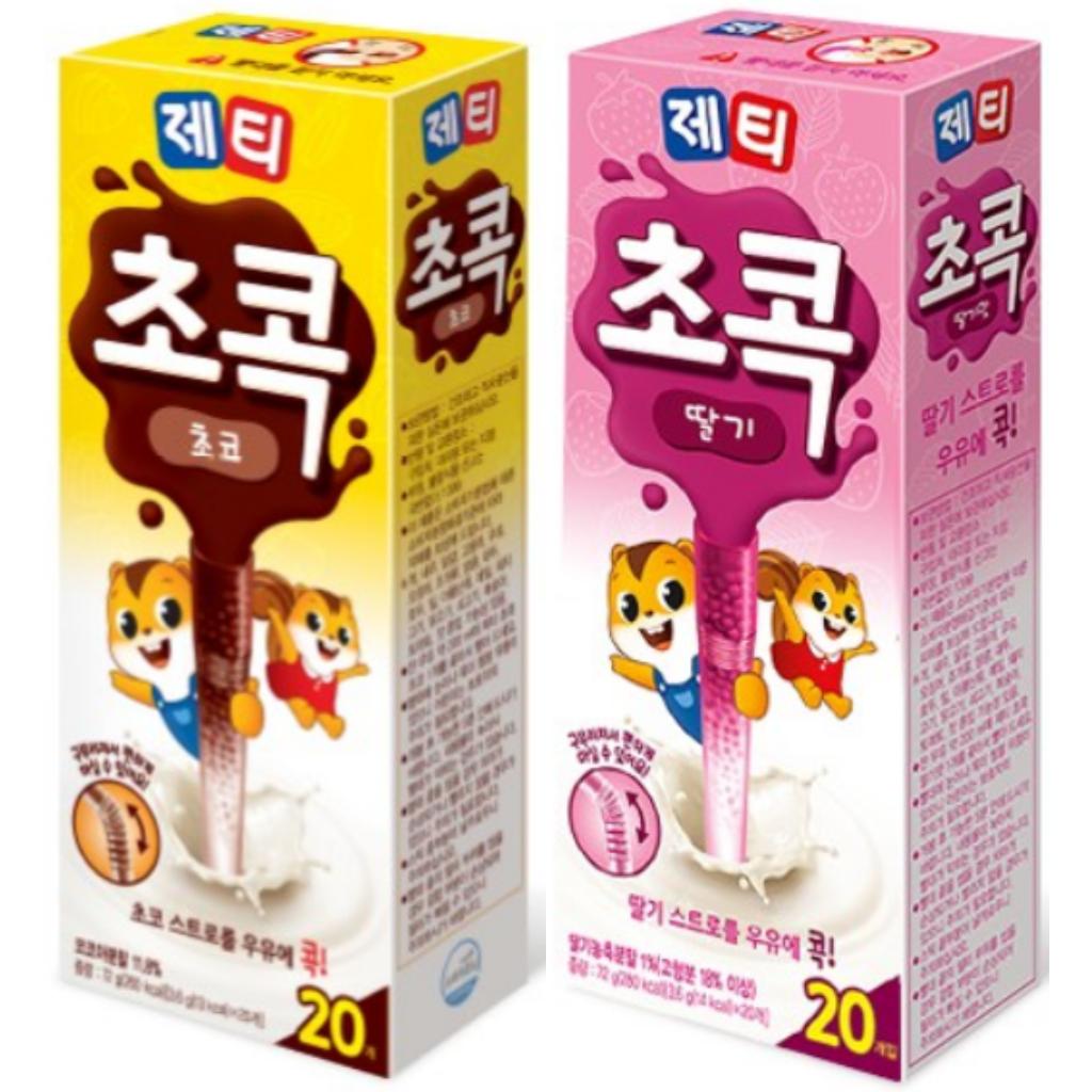 

[Джетти] Шоколадная соломка с шоколадным вкусом, клубничным вкусом 20 шт Choco+Strawberry