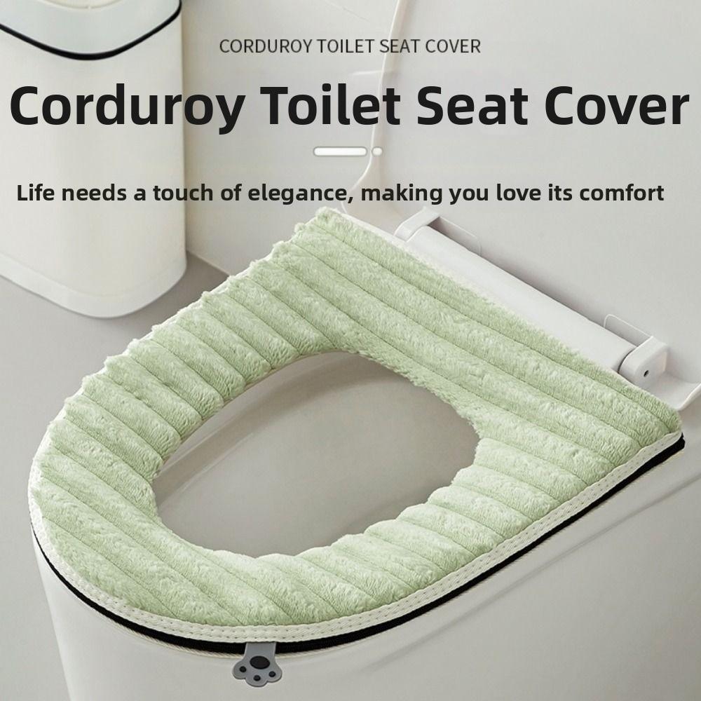 Double-sided Toilet Seat Cushion Stripe Plush Toilet Seat Pad Household Four Seasons
