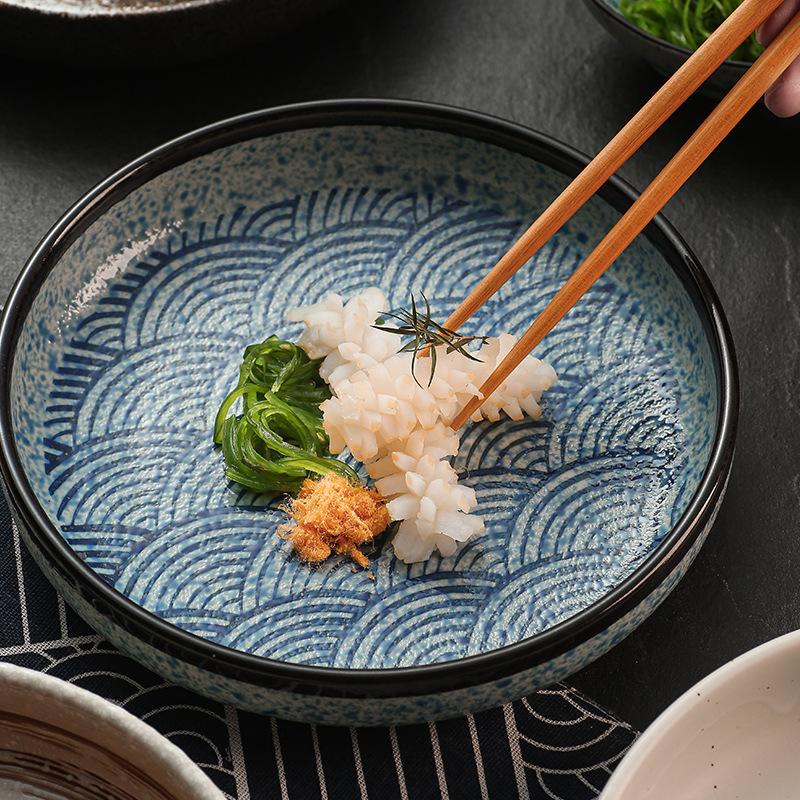 Japanese Retro Ceramic Tableware Rice Plate Restaurant Hotel Steak Plate Western Plate Household Deep Plate Soup Plate