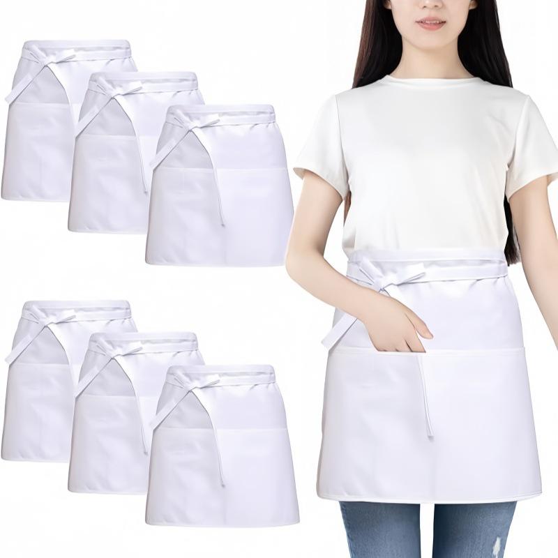 Multi-Color Triple-Pocket Half-Length Work Apron for Restaurants and Kitchens