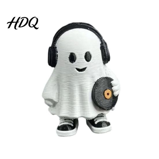 Trendy Interior Soft Furnishings Cute Halloween Ghost Figurine Holding Coffee/Book/Record Resin Statue Modern Minimalist Home Accents Spooky