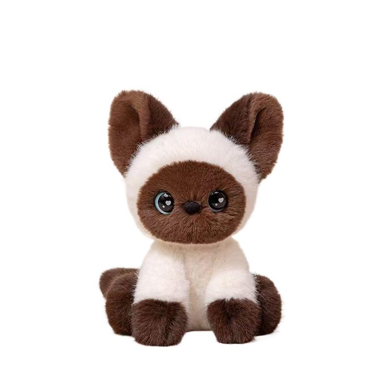 

24 см плюшевая кукла кавайная кошка сиамская кошка девон рекс плюшевое украшение дети сопровождают подарочную игрушку игрушка B B4P3 Brown-1pcs