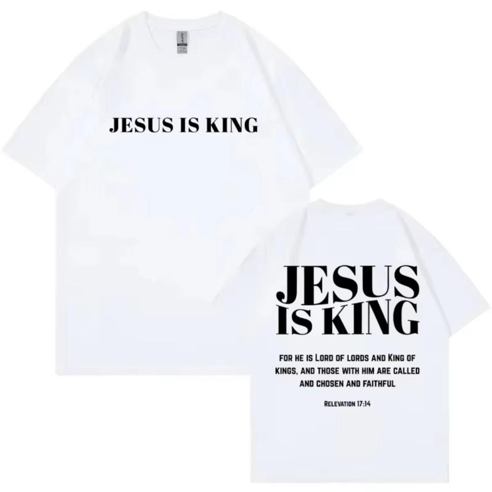 Christian Bible Verse Printed TShirt Street Fashion Loose Fit Casual Cotton Round Neck Short Sleeve TShirt for Men and Women