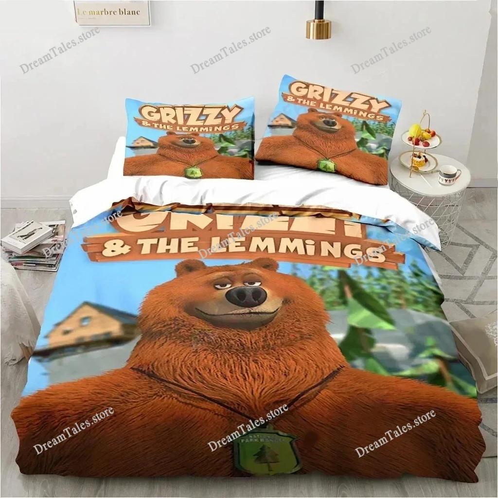 Κινούμενο Σχέδιο Grizzy N Lemmings Σετ Κλινοσκεπασμάτων Κάλυμμα Παπλώματος Σετ Κρεβατοκάμαρας Κάλυμμα Κουβέρτας Μαξιλαροθήκη Παπλωματοκάλυμμα Μέγεθος King Queen Για Αγόρια Ενήλικες741