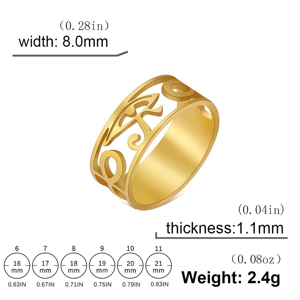 Teamer Egyptian Eye of Horus Ankh Cross Ring for Men Women Stainless Steel Vintage Finger Ring  Amulet Jewelry Valentine Gift