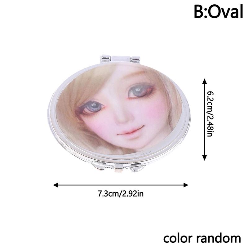 3D Image Cute Doll Mini Pocket Mirror Small Portable Mirror Double-Sided Plastic Makeup Mirror Flip Makeup Mirror