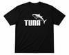 TUNA Funny Fish Logo T Shirt Black White Graphic Tee Fishing Angler Unisex Gift