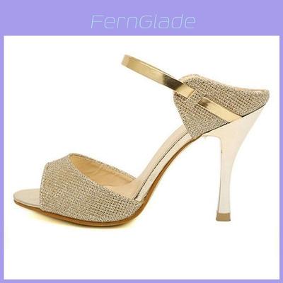 Beautiful Gold Silver High Heels Sandals For Women With Open Toe And Summer Style
