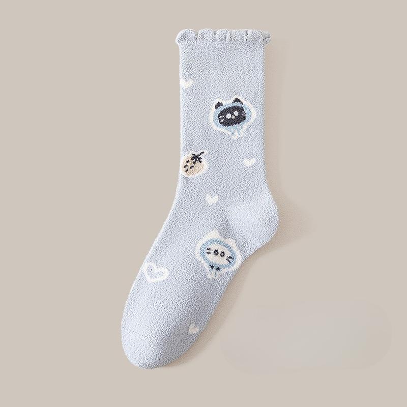 Winter and Autumn Thick and Warm Half-Size Fleece Women's Non-Loose-Material Mid-Calf Stockings Postpartum At-home Maternity Stockings