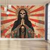 2D Holy Death Skull Tapestry Retro Mexican Aesthetic Background Cloth