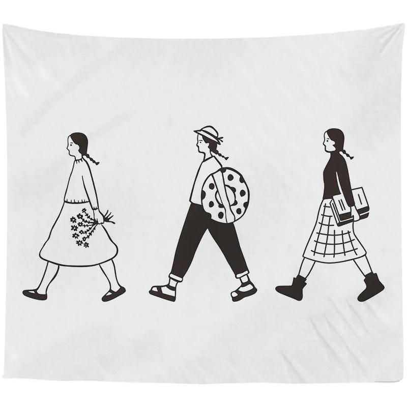 Абстрактная пара Простые линии Фон Ткань Подвесной прокат Общежитие Прикроватное — фото 6