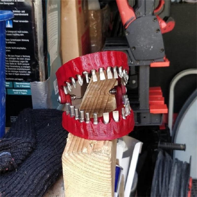 Screwdriver Bit Funny Plastic Home Decor Denture Drill Bit Holder With 28 Bits Bit Adapter Teeth Model Design