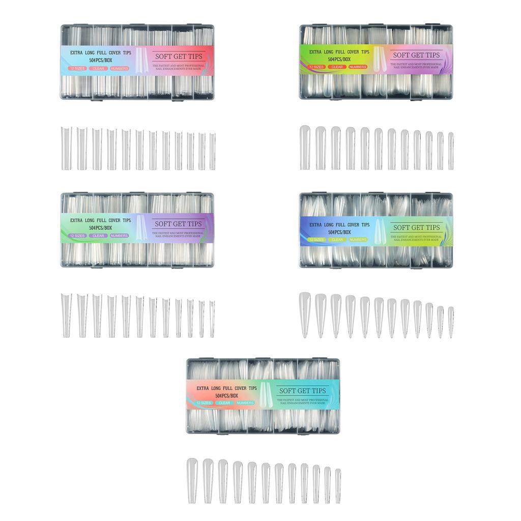 Pack Of 504 Extra Long Clear Soft Gel Nail Tips For Acrylic Nail Salon Supplies Professional Use Nail Supplies