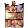 Custom Blanket with Words Picture Collage Customized Blankets,Birthday Souvenir Gifts Personalized Throw Blanket for Father, Mom