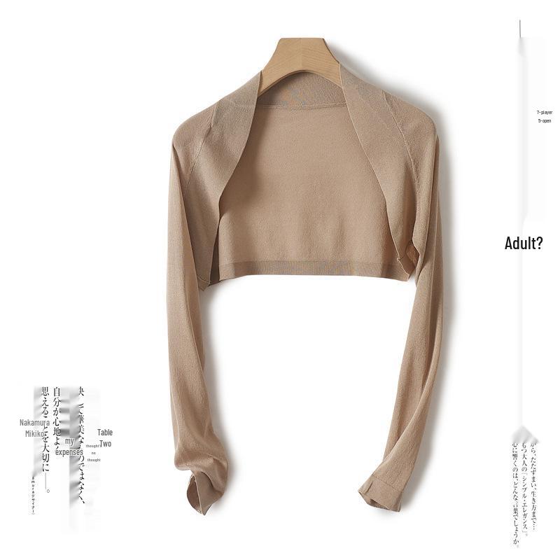 

Женский кардиган из ледяного шелка для защиты от солнца летом - Легкая белая накидка-рубашка L верблюд