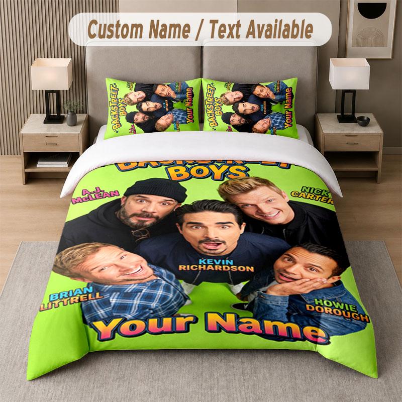 Custom Bedding Set Backstreet Boys Pattern, Print Name Text 1 Duvet Cover Plus 2 Pillowcases Home Textile