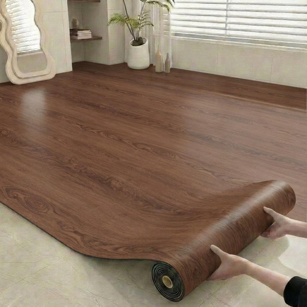 1.6mm Thick Self-Adhesive Floor Tiles Waterproof Non-Slip Vinyl Flooring for Kitchen Bathroom Living Room Renovation