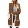 Women Winter Wool Cardigan Solid Patchwork Jacket Sweater Long Loose Thick Coat Cardigan
