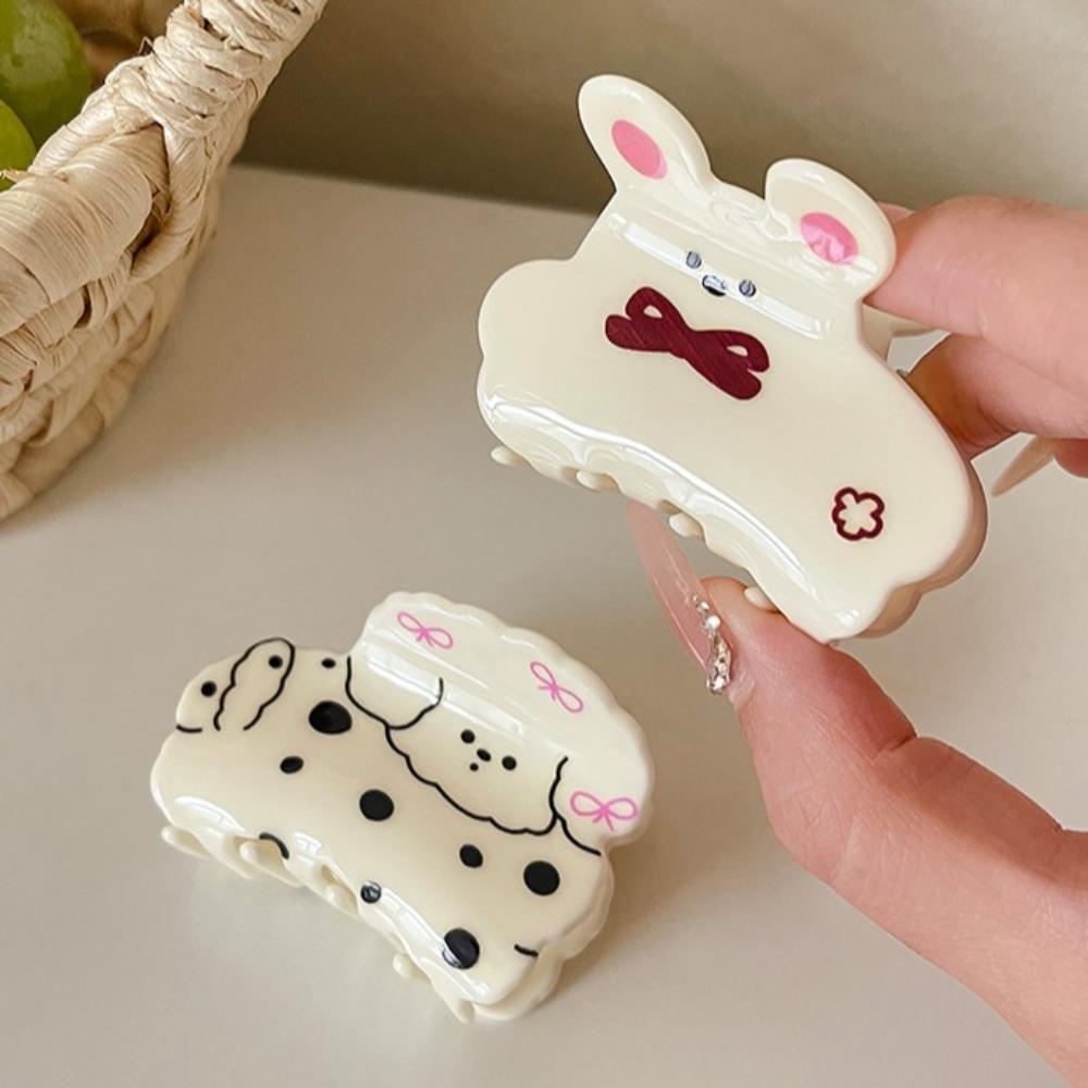 Acrylic Plaid Dog Crab Clip Puppy Spotted Cat Hair Clip Sweet Cartoon Animal Hair Claw  Headdress