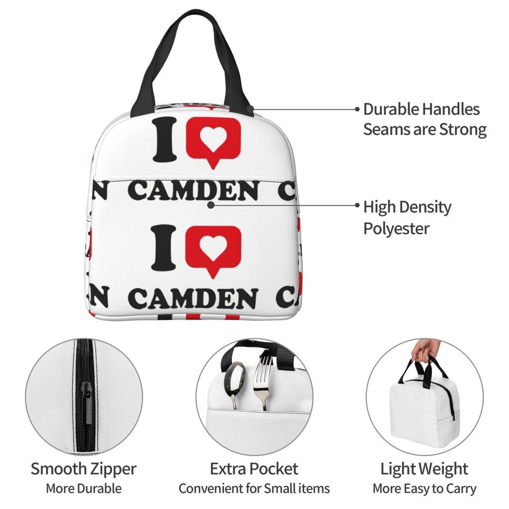 I Love Camden Insulated Lunch Bag for Kids School Cooler Thermal Food Box Tote Leakproof Lunch Boxes Container