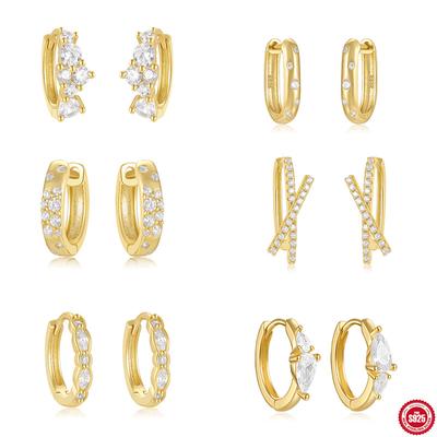S925 Sterling Silver Ins Design Large Glossy Diamond-Set Double-Layer Water Drop Love Cone-Shaped Premium Ear Buckle Earrings