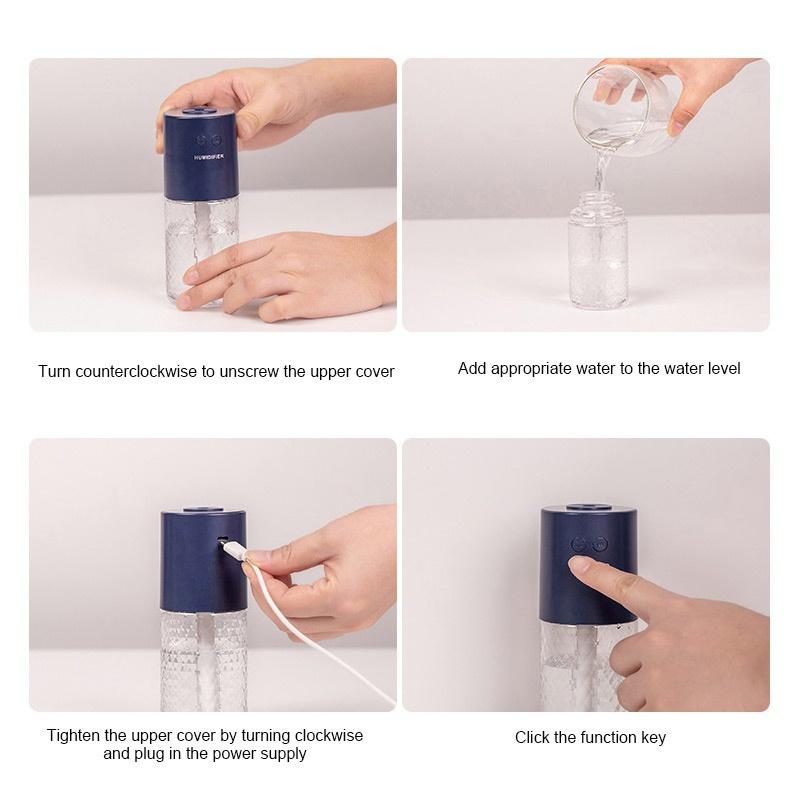 Portable Car Air Humidifier Aroma Crystal Projection Lamp Essential Oil Diffuser Home Use Vehicle Air Freshener