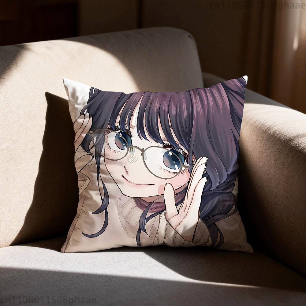 Waguri Anime Kaoruko Pillow Case Antidustmite Pillowcase Invisible zipper silky short plush Sofa cushion cover