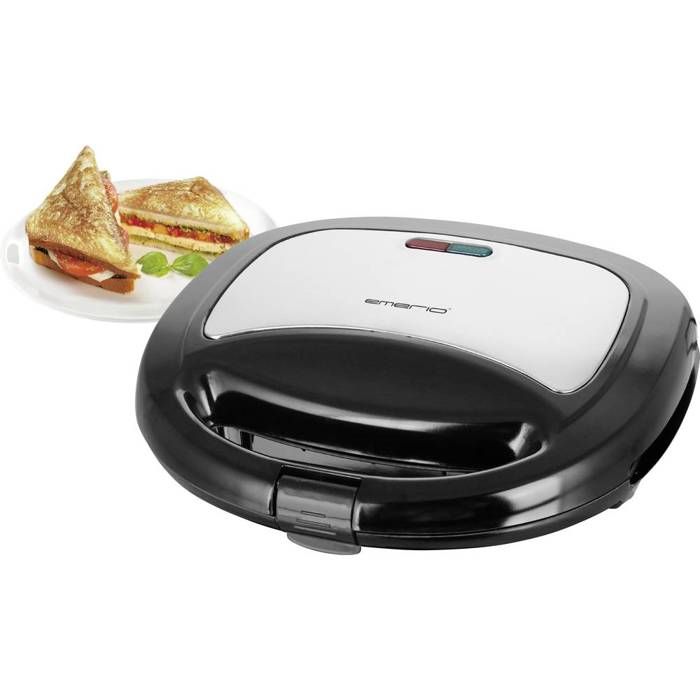 Emerio st-120889 Sandwichmaker Antihaftbeschichtung, Kontrollleuchte, BPA-frei, klappbar schwarz