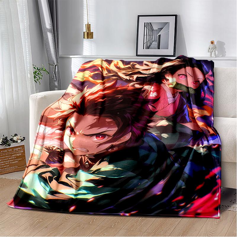 30 Style Demon S-Slayer Cartoon  Kamado Nezuko Anime Blanket,Soft Throw Blanket for Home Bedroom Bed Sofa Travel Office Kids