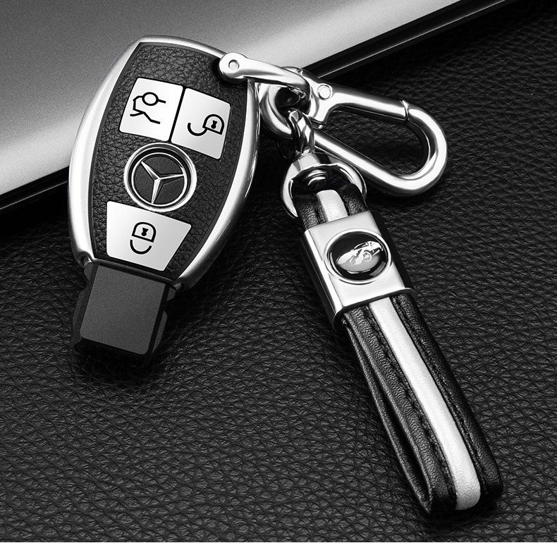 Mercedes-Benz Car Key Shell TPU Cover for CLA200, GLC260, C260L, GLA, C300 - Electroplated with Buckle (Female Design)