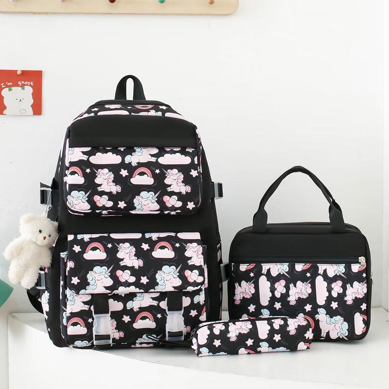 SAIERNA Girls Cute Cartoon Nylon 3-Piece Backpack Set One Size
