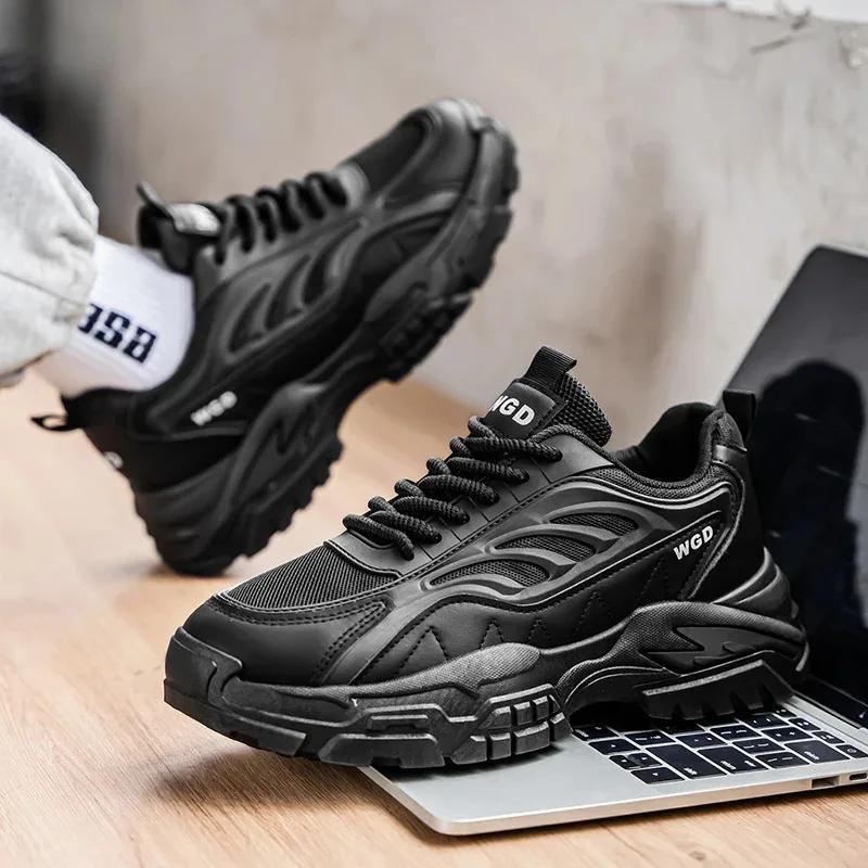 Nowe Męskie Buty do Biegania na Grubej Podeszwie, Podwyższane, Lekkie, Modne, Wszechstronne, Antypoślizgowe i Trwałe Buty Sportowe i Rekreacyjne