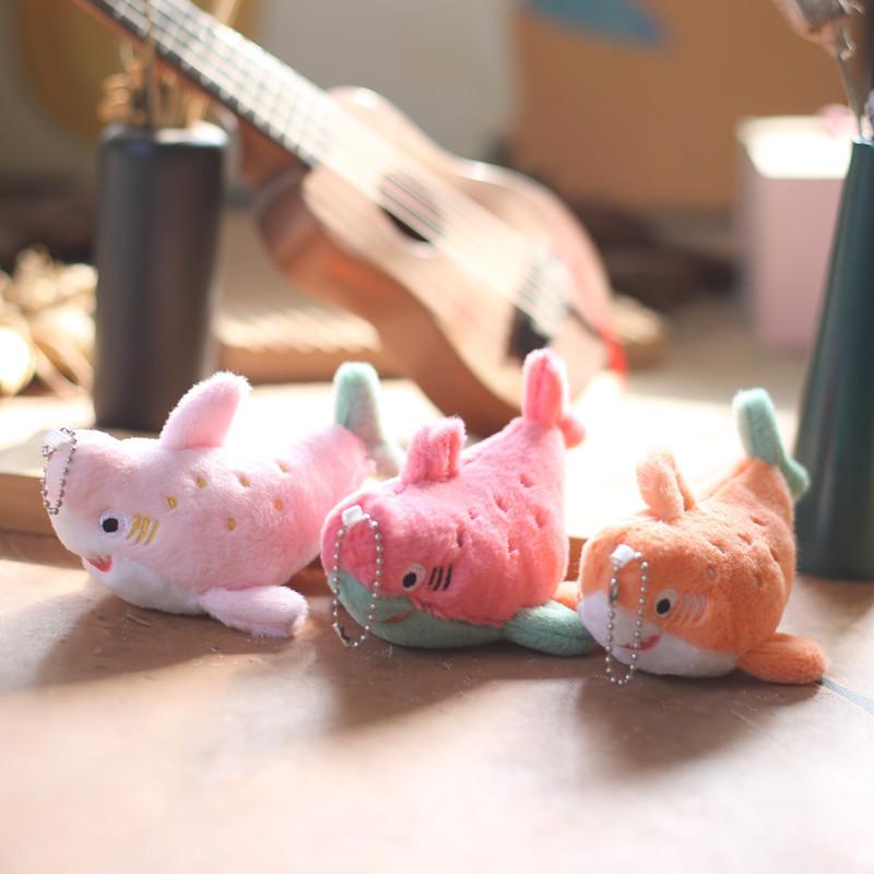 Adorable Fruit Shark Plush Keychain Cute And Soft Animal Doll For Bags And Keys