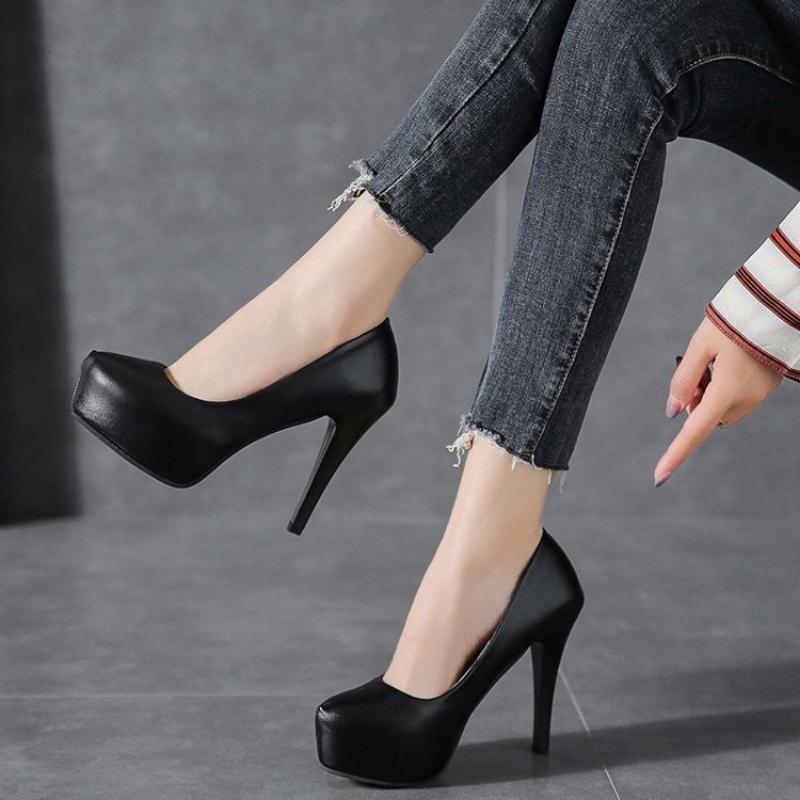 2025 High Heels Women Stiletto Princess Waterproof Platform Nightclub Super Pumps Single Work Shoes Black Woman's Wedding Shoes