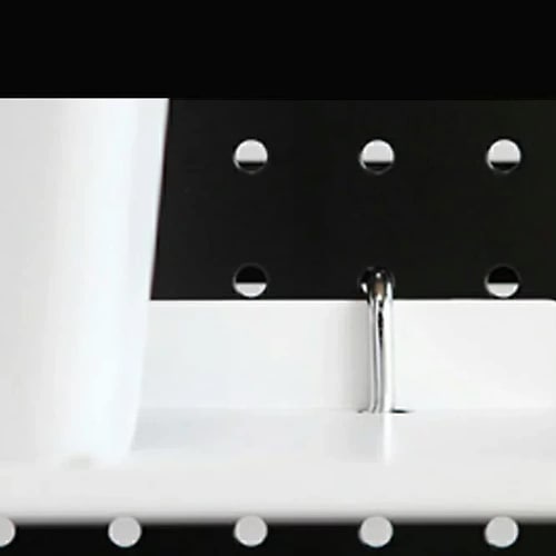 Slim Shelf Mount for Perforated Boards, 7cm Wide x 20, 30, or 40cm Long, with Fixed Shelf Hooks, 20mm Hole Spacing, 5mm Hole Diameter (Black, M30cm, 3