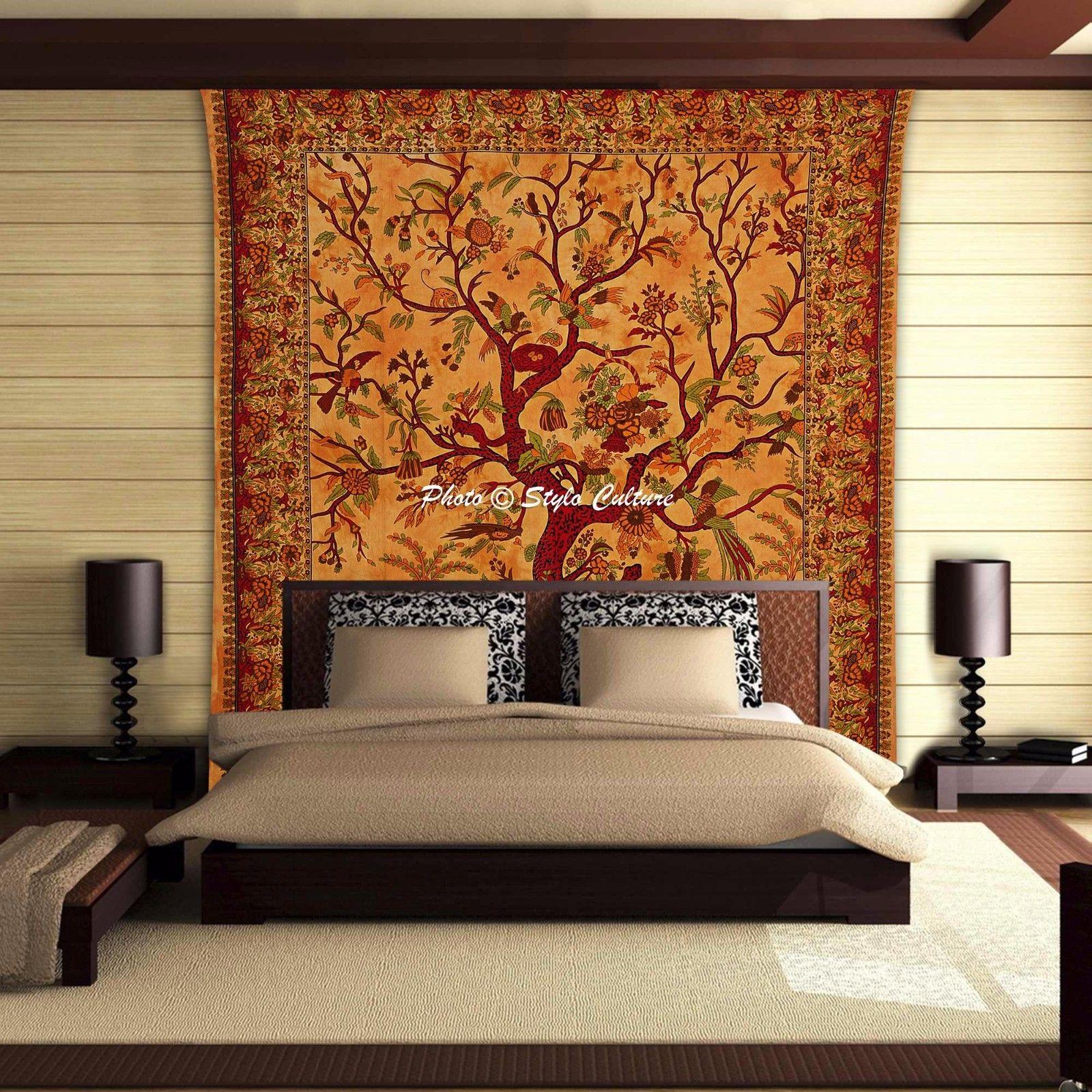 Orange Tree of Life Mandala Tapestry 75x100