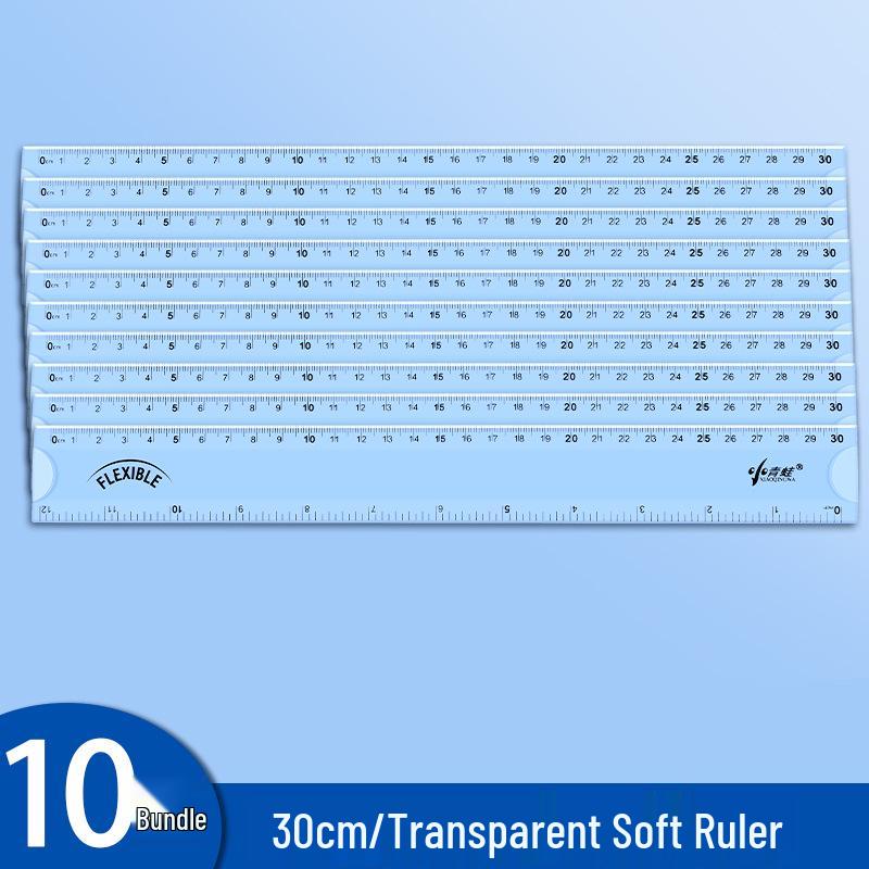 Riglă Moale Multifuncțională – Ondulată și Dreaptă, 15cm/20cm, Plastic Transparent pentru Elevii din Clasa I