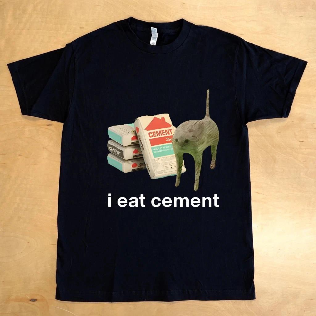 Funny Cement Cat Meme T- Shirt for Men and Women, Casual Short Sleeve Tee 4XL