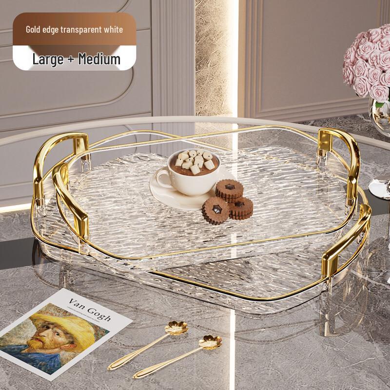 HA Light Luxury Plastic Serving Tray with Handles