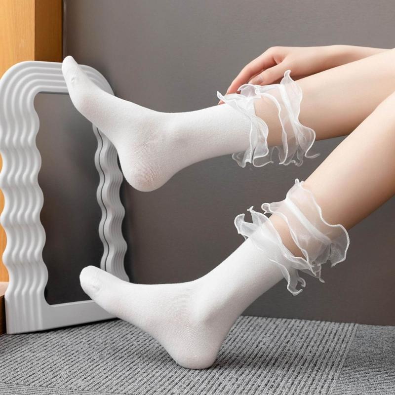 1 Pair Lace Ruffle Style Socks Cute Socks Girls Breathable Cotton Cute Lolitas Socks Sexy Womens Summer Short Thin Socks