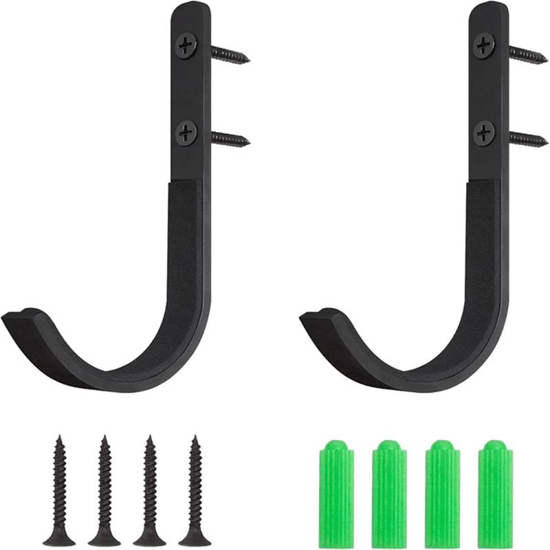 2Pcs Wall Mounted Gun Rack Metal Storage Hooks J Shape Hooks For Guns Firearms Organizer Hanging Hooks