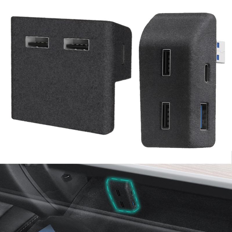 4 USB Shunt Hub Powered Splitter for Tesla Model 3 Y Highland Juniper 2025-2025 Glove Box Docking Station Quick Charger