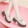 Temperament thick-soled heightening loafers women's new round-headed small leather shoes comfortable British style fashionable versatile casual shoes